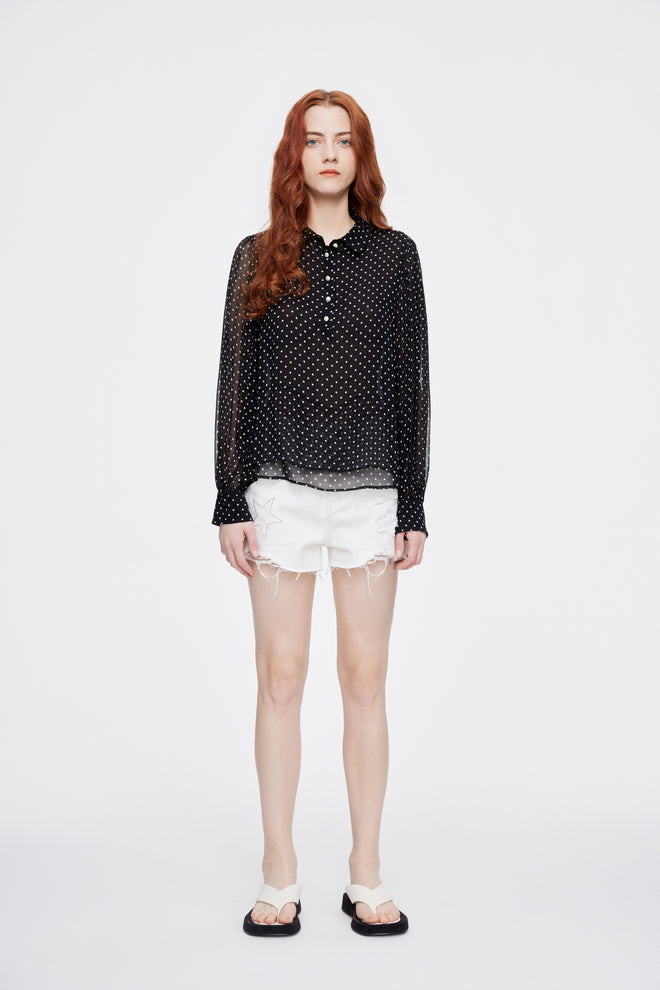 'Polka-Pearl 'Chiffon Shirt - Urlazh New York