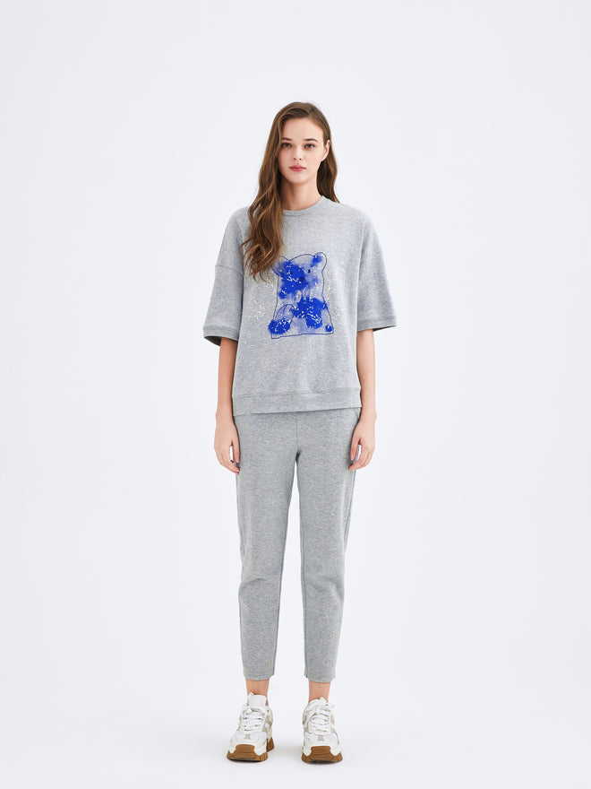 Grey Teddy Tapered Jogging Pants - Urlazh New York