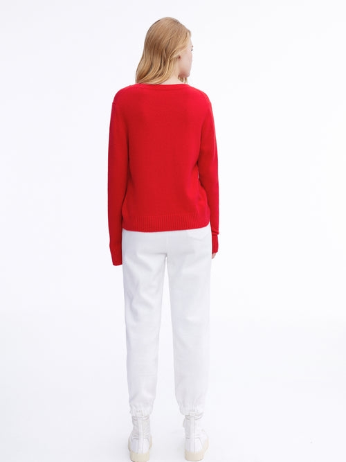 'Tiger Queen' Red Cashmere Crew - Urlazh New York