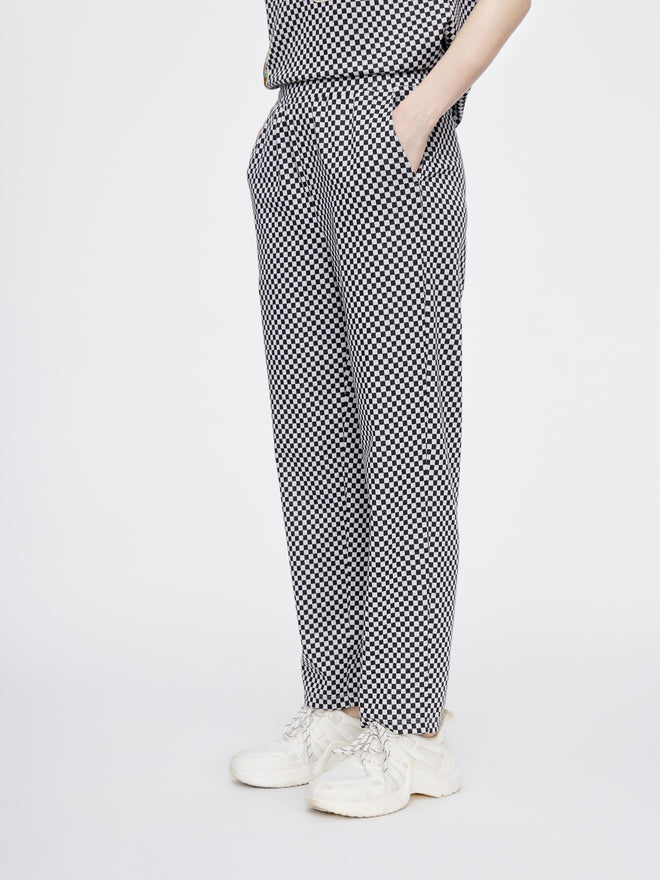 Microcheck Straight Leg  Pants - Urlazh New York