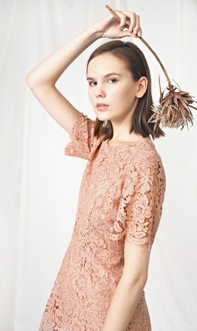 Nude Cocktail Lace Dress - Urlazh New York