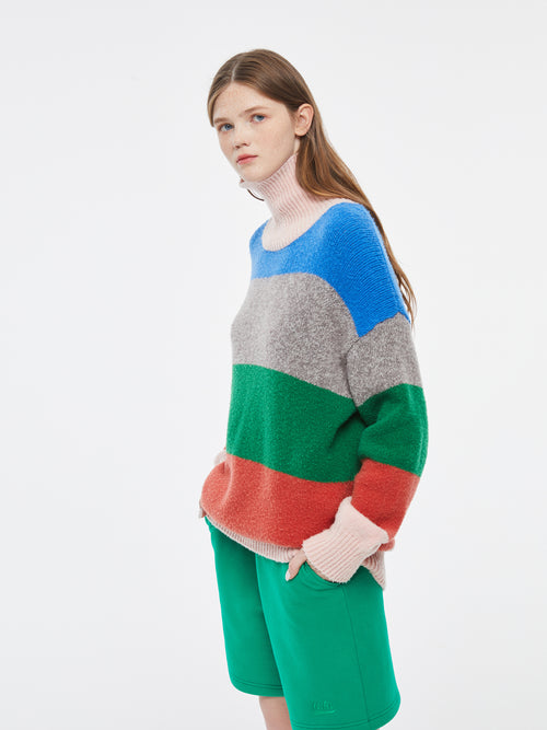 Tiffany' Colorblocked Wool Turtleneck
