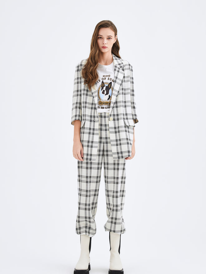 Black and White Checkered Blazer - Urlazh New York