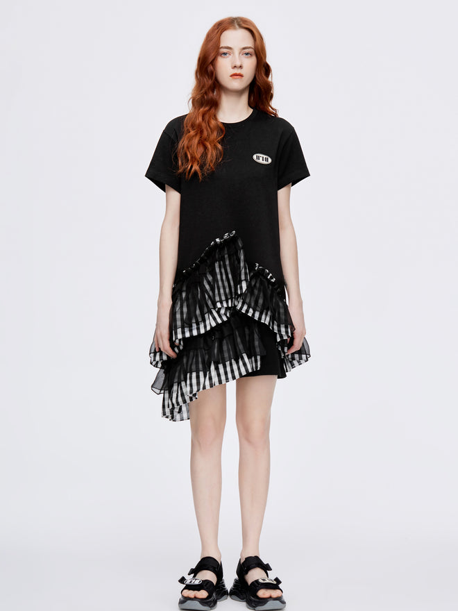 Asymmetrical Layered T-Shirt Dress - Urlazh New York