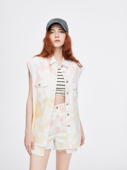 80's Tie Dye Denim Vest - Urlazh New York