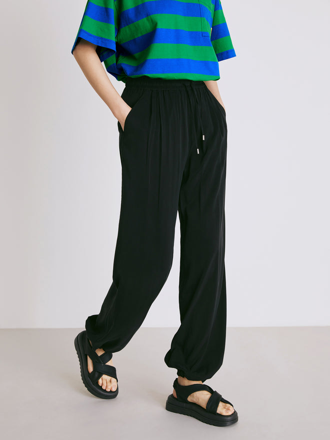 Pantalon à cordon lavé au sable