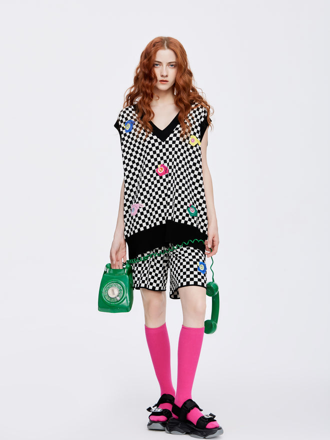 Multi-Phone Checkered Shorts - Urlazh New York