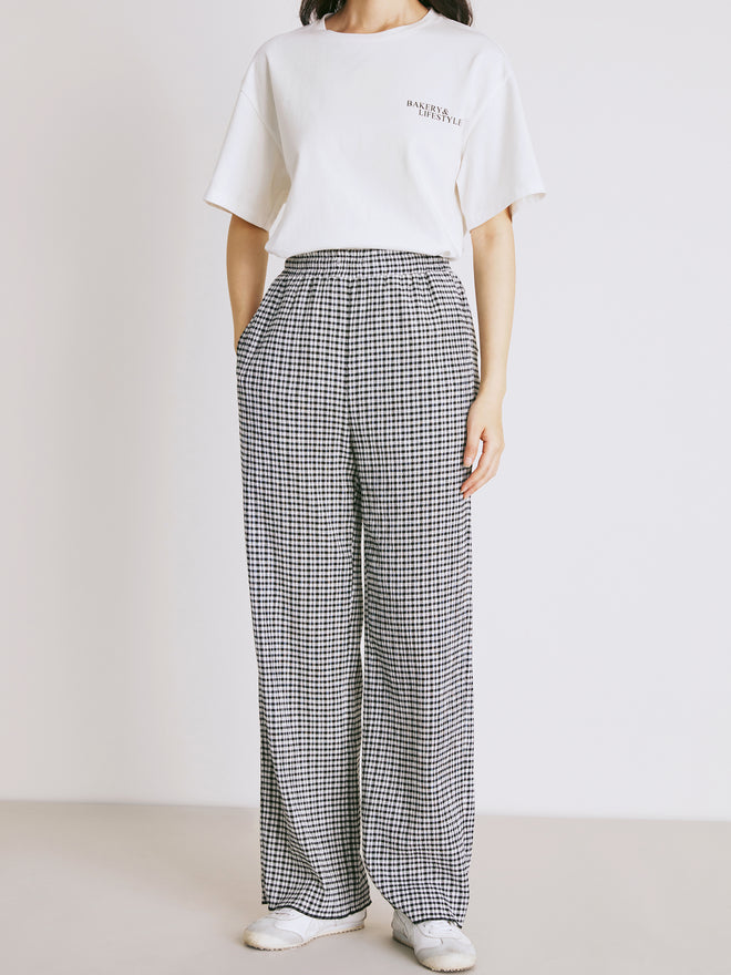 Pantalon plissé à carreaux