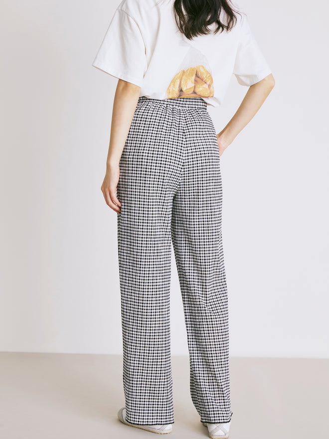 Pantalon plissé à carreaux
