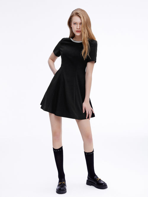 ROMA Rhinestone Skater Dress - Urlazh New York