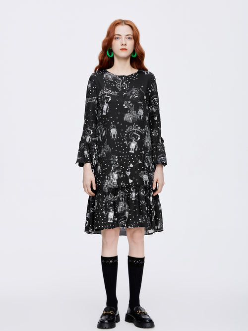 Mr. Robot Graffiti Silk Dress - Urlazh New York