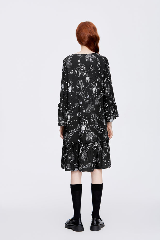 Mr. Robot Graffiti Silk Dress - Urlazh New York