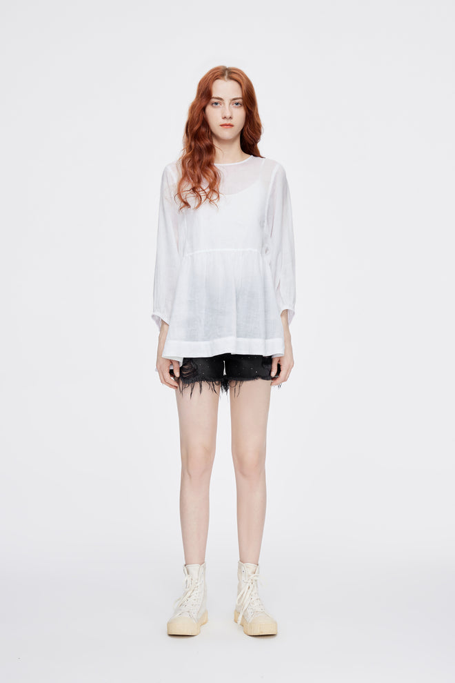 Linen Prairie Blouse - Urlazh New York