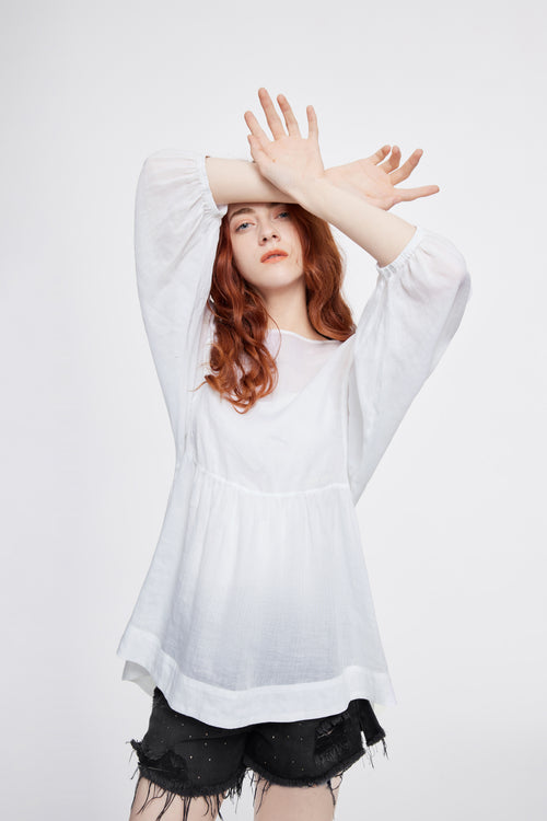 Linen Prairie Blouse - Urlazh New York