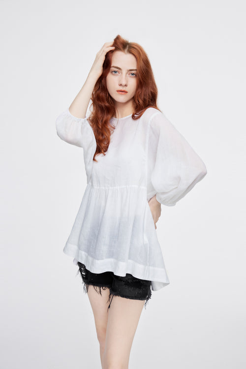 Linen Prairie Blouse - Urlazh New York