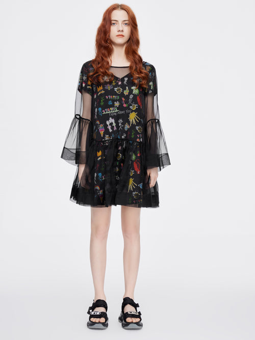 Tulle Overlay Princess Dress - Urlazh New York