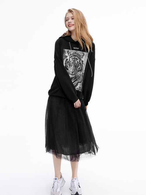 B&W Tiger Portrait Hoodie - Urlazh New York