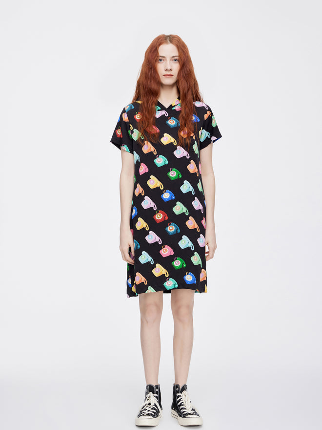 80's Multi-Phone Hoodie Dress - Urlazh New York
