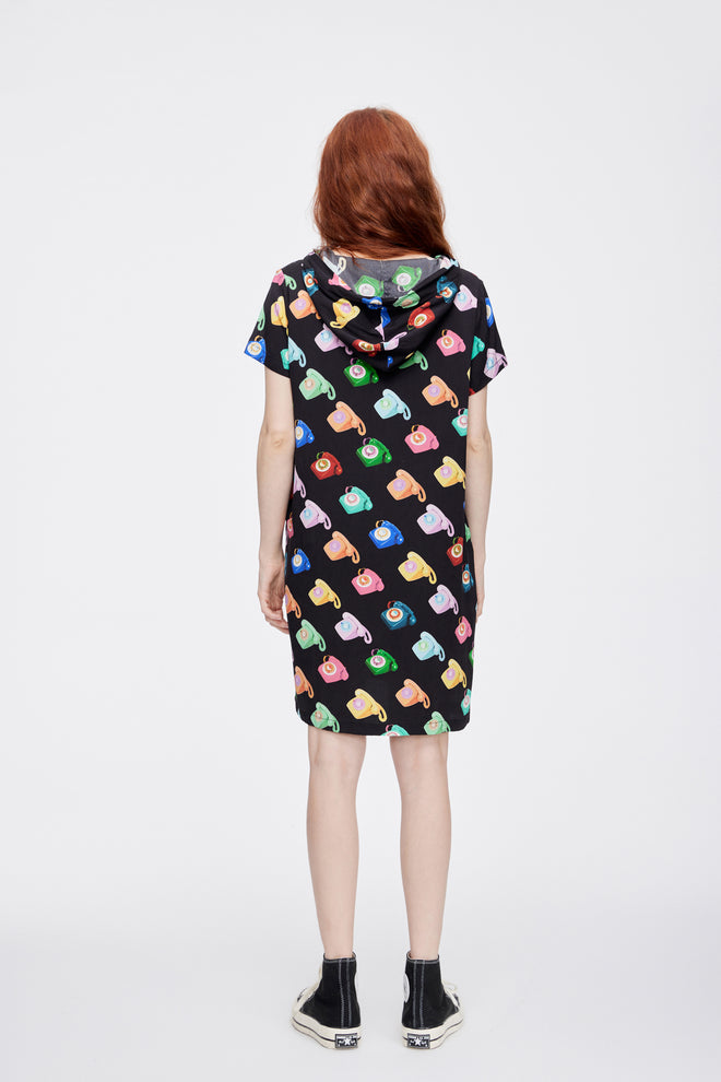 80's Multi-Phone Hoodie Dress - Urlazh New York