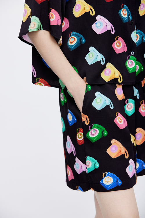 80's Silk Phone Boy Shorts - Urlazh New York