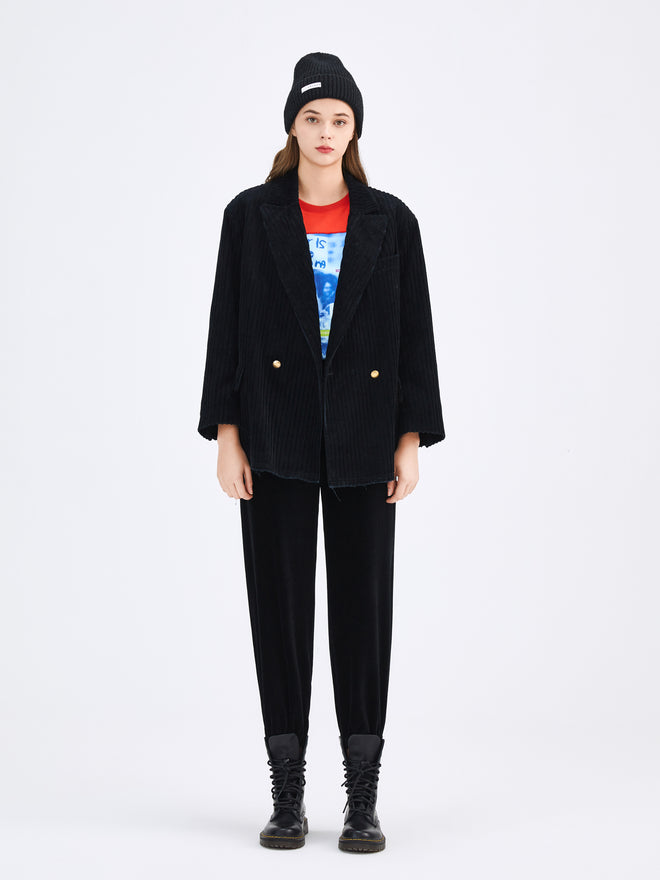 Black Corduroy Tapered Pants - Urlazh New York