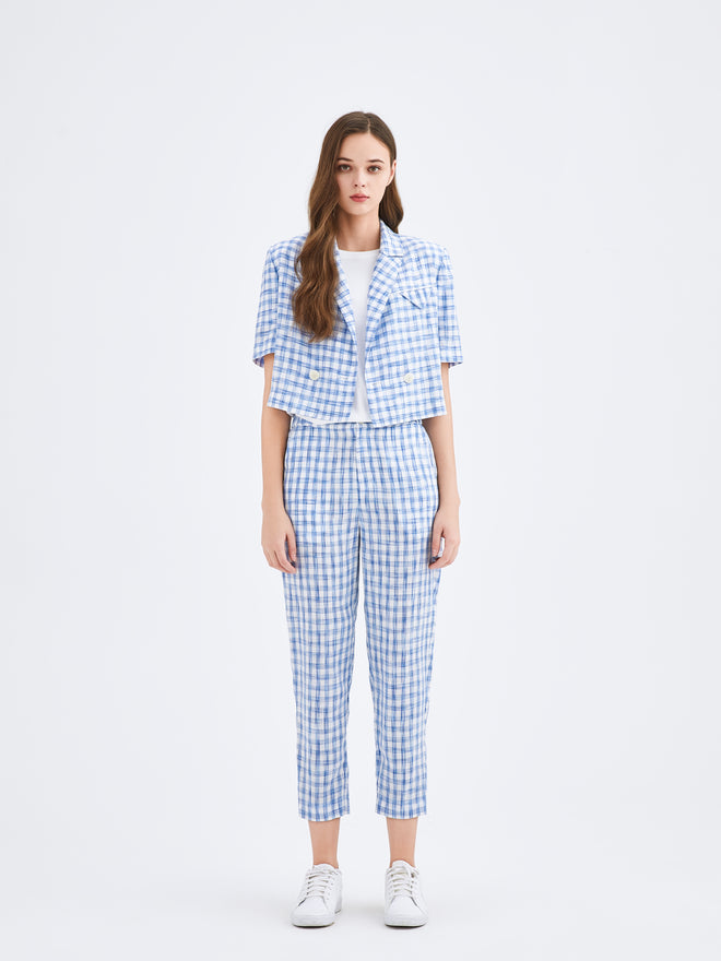 Blue Gingham Lounge Pants - Urlazh New York