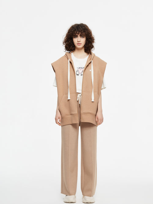 Gilet à capuche oversize camel