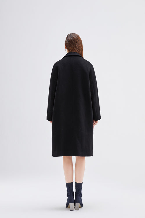 Black NYC Colorblock Wool Coat
