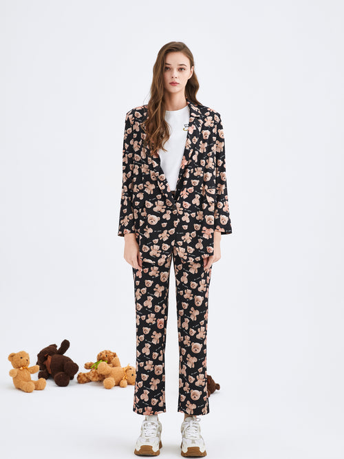 Bear Printed Silk Pants - Urlazh New York