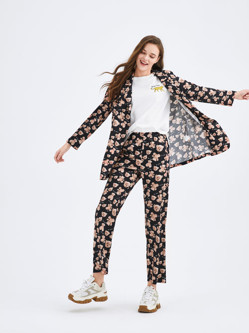 Bear Printed Silk Pants - Urlazh New York