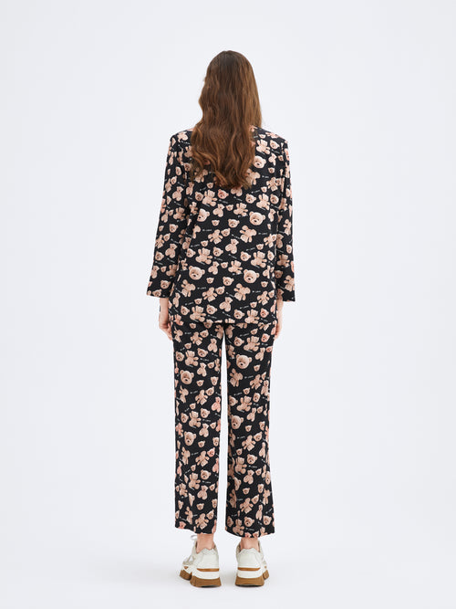 Bear Printed Silk Pants - Urlazh New York