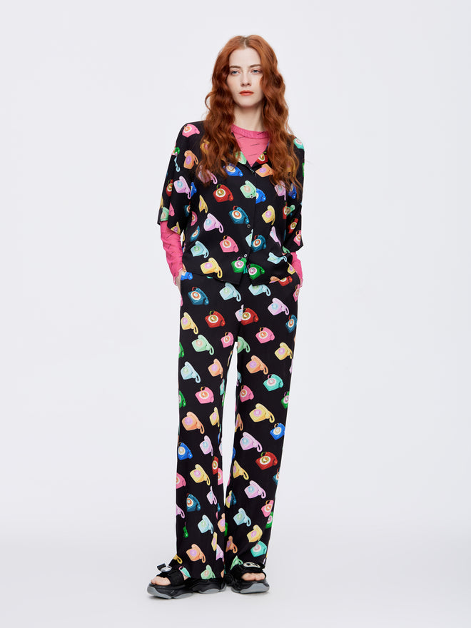 80's Silk Phone Lounge Pants - Urlazh New York