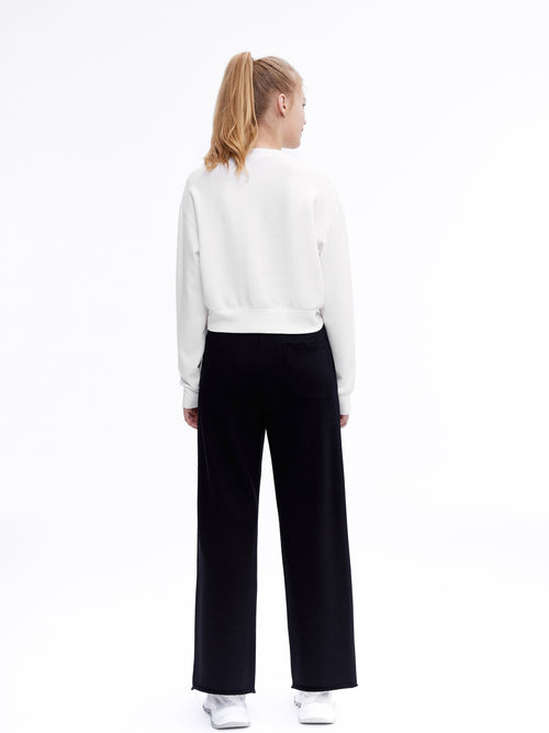 'R' Cut-out Black Sweatpants - Urlazh New York