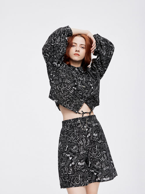 'LOVE' Cropped PJ Blouse - Urlazh New York