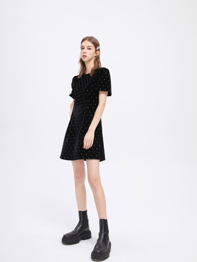 Crystal Velvet Mini Dress - Urlazh New York