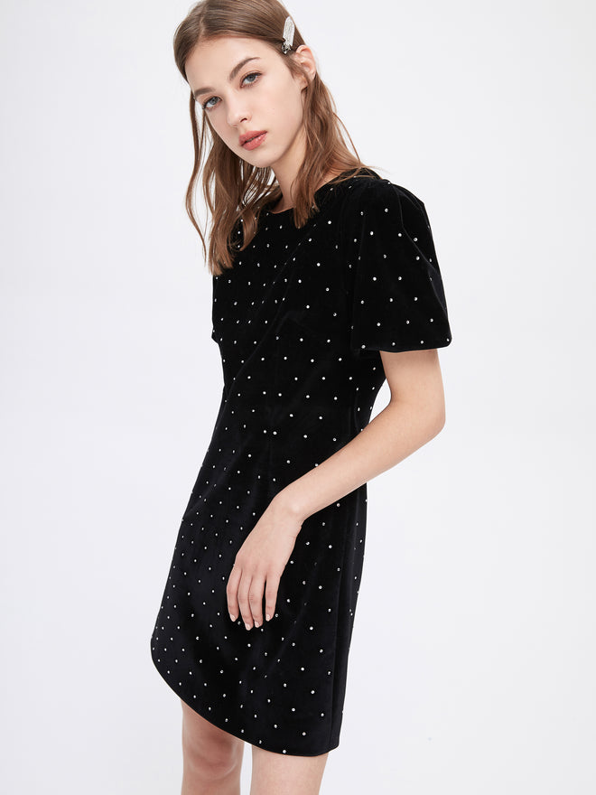 Crystal Velvet Mini Dress - Urlazh New York