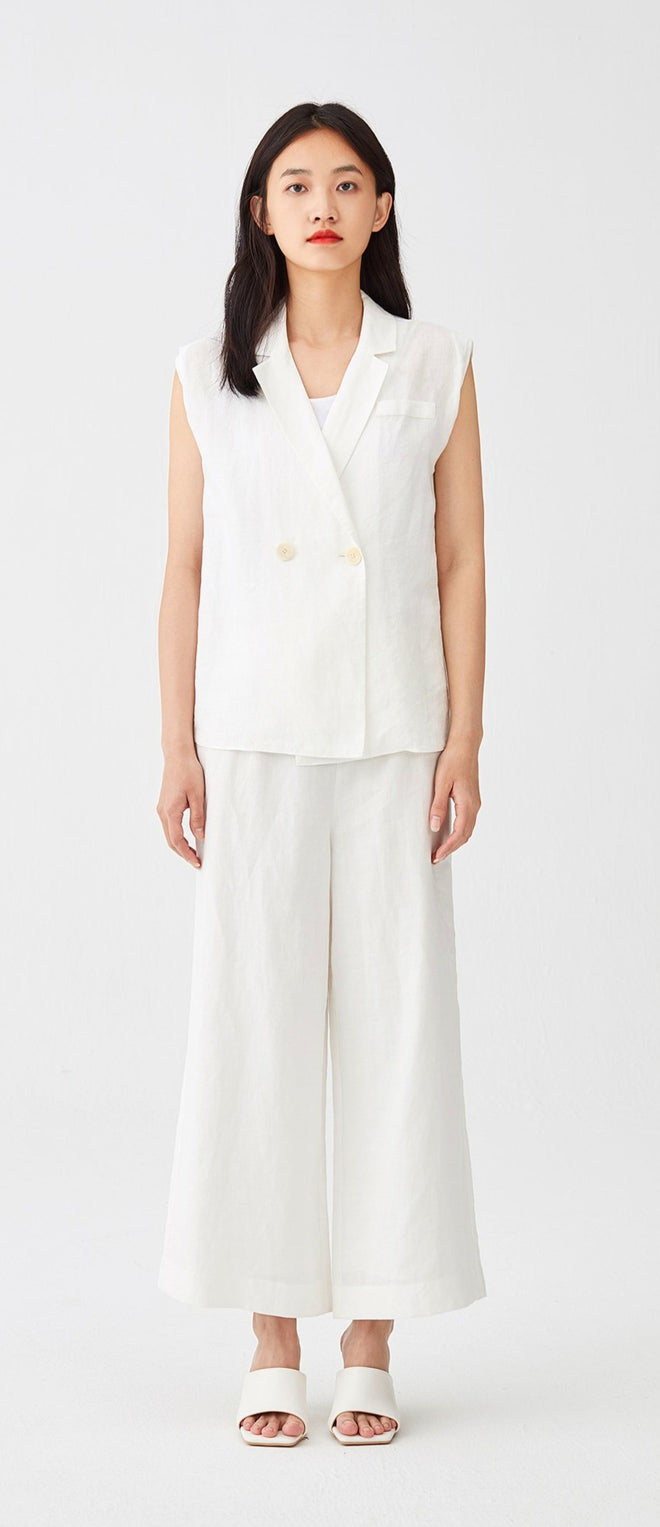 White Ramie Vest - Urlazh New York