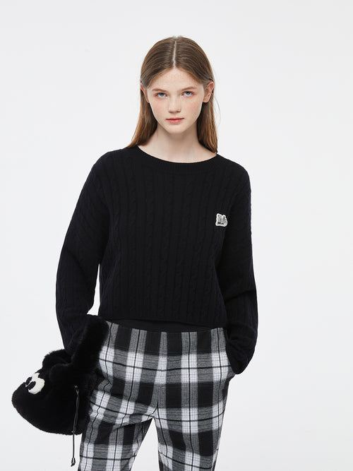 Tricot de cachemire court classique en tricot torsadé