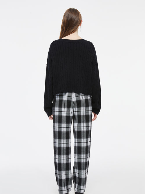 Tricot de cachemire court classique en tricot torsadé