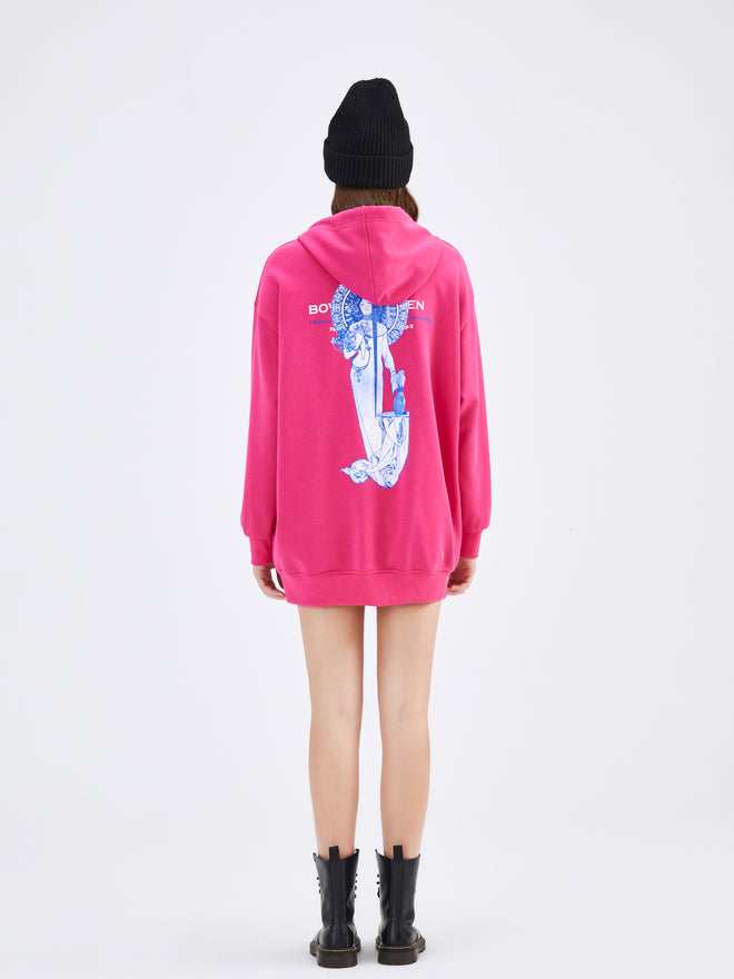 Fuchsia 'Bowling Queen' Hoodie Dress - Urlazh New York