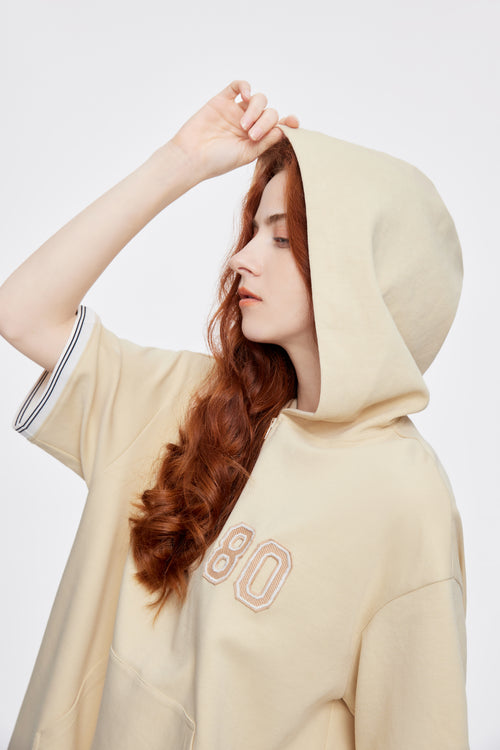 Beige '80' SS Hooded Dress - Urlazh New York