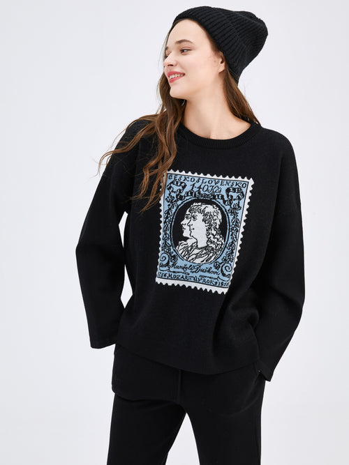 Black 'Stamp' Knitted Sweatshirt - Urlazh New York