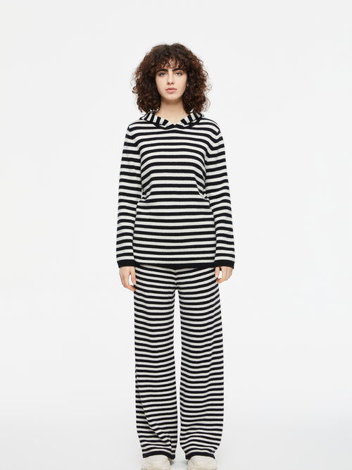 Sweat à capuche en cachemire zèbre