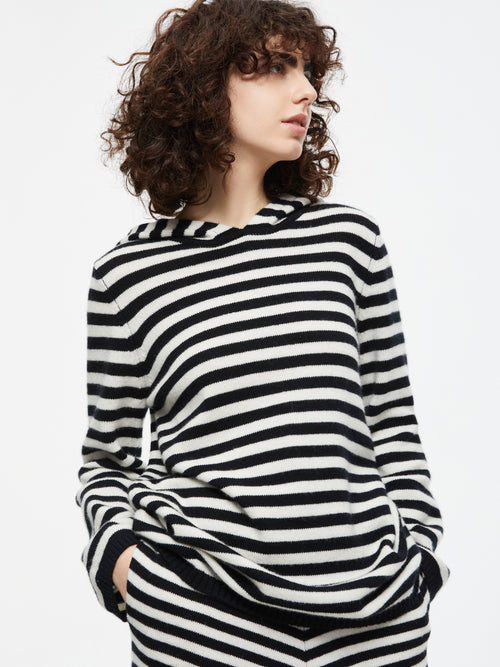 Sweat à capuche en cachemire zèbre