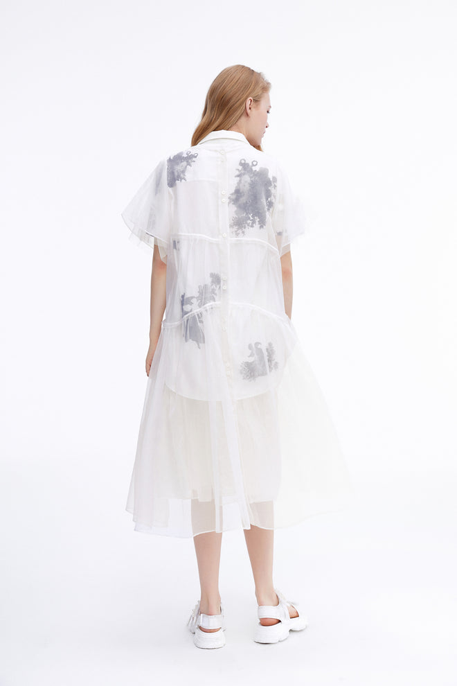 ROMA Ink-Tulle Overlay Dress - Urlazh New York
