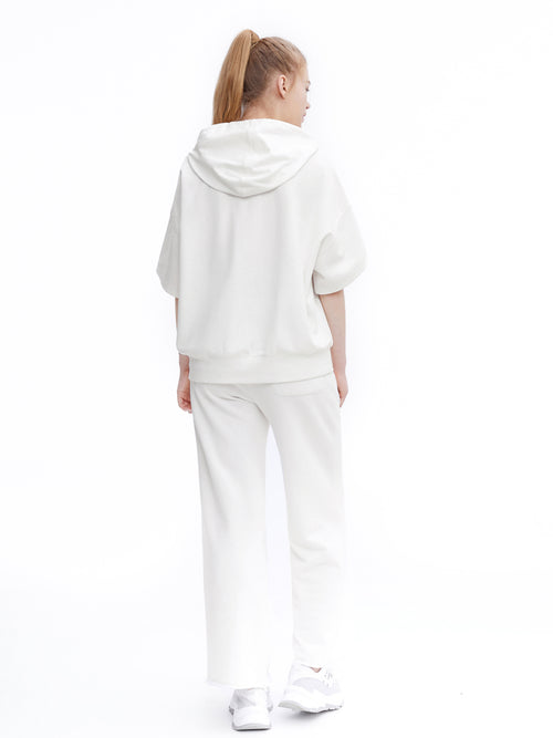 'R' Cut-out White Sweatpants - Urlazh New York