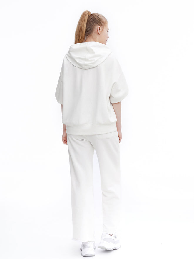 'R' Cut-out White Sweatpants - Urlazh New York