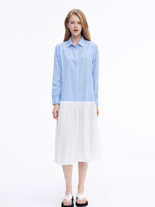 2-in-1 Pleated Shirt Dress - Urlazh New York