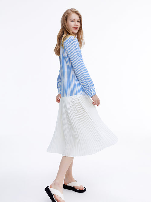 2-in-1 Pleated Shirt Dress - Urlazh New York