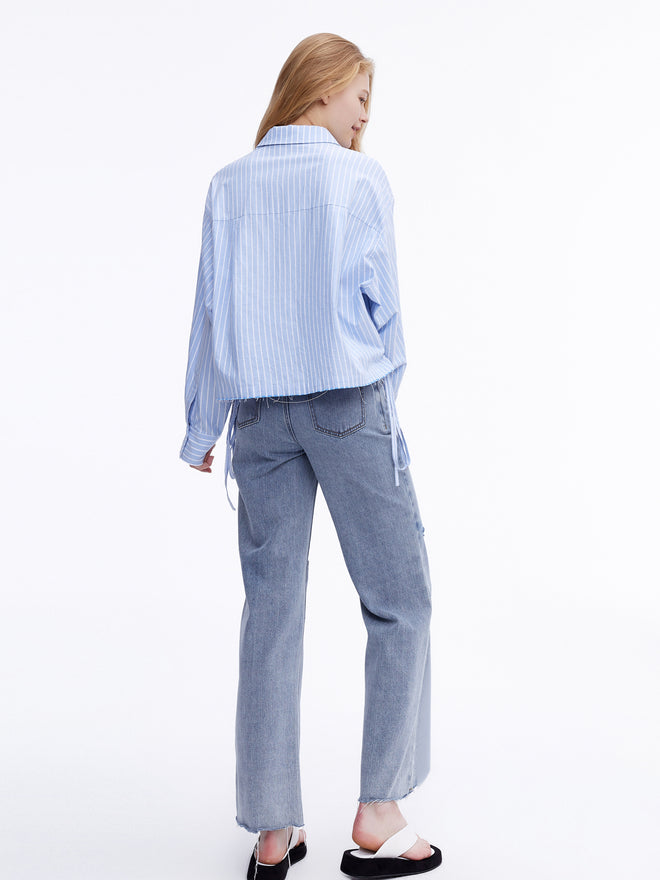 Distressed 'City' Wide-Leg Jeans - Urlazh New York